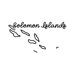 Solomon Islands outline map with the handwritten country name. Continuous line drawing of patriotic home sign. A love for a small homeland. T-shirt print idea. Vector illustration.