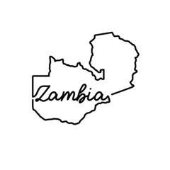 Zambia outline map with the handwritten country name. Continuous line drawing of patriotic home sign. A love for a small homeland. T-shirt print idea. Vector illustration.