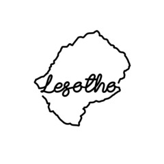 Lesotho outline map with the handwritten country name. Continuous line drawing of patriotic home sign. A love for a small homeland. T-shirt print idea. Vector illustration.