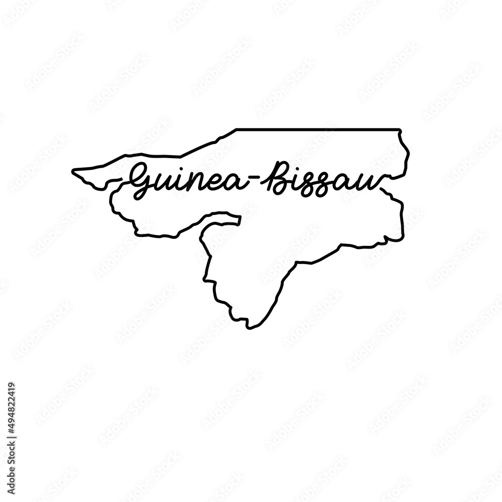 Canvas Prints guinea-bissau outline map with the handwritten country name. continuous line drawing of patriotic ho