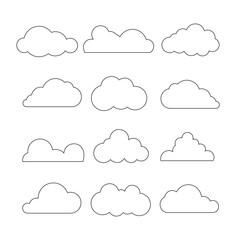 Set of Cloud Icons in trendy flat style isolated on white background. Cloud symbol for your web site