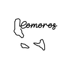 Obraz premium Comoros outline map with the handwritten country name. Continuous line drawing of patriotic home sign. A love for a small homeland. T-shirt print idea. Vector illustration.