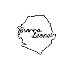 Sierra Leone outline map with the handwritten country name. Continuous line drawing of patriotic home sign. A love for a small homeland. T-shirt print idea. Vector illustration.