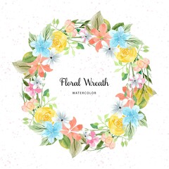 Elegant Colorful Watercolor Floral Wreath