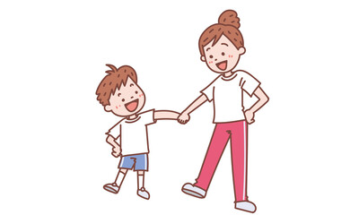 踊る子どもと女性