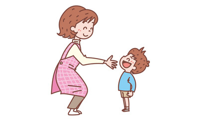 子どもと戯れる女性