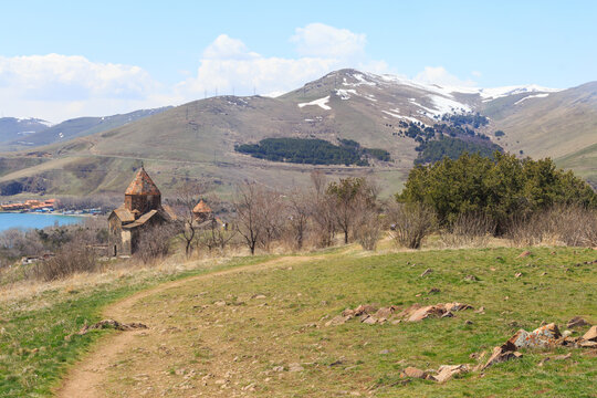 The buildings of the ancient monastery of Sevanavank near Lake Sevan in Armenia 