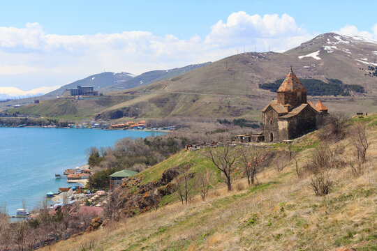 The buildings of the ancient monastery of Sevanavank near Lake Sevan in Armenia 