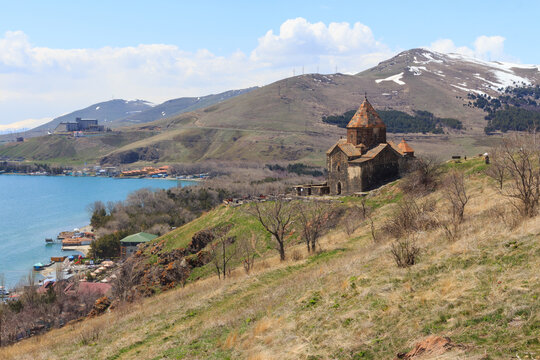 The buildings of the ancient monastery of Sevanavank near Lake Sevan in Armenia 