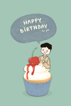 Happy birthday card with man.