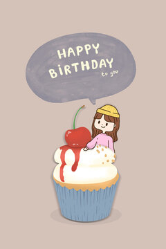 Happy birthday card with woman.