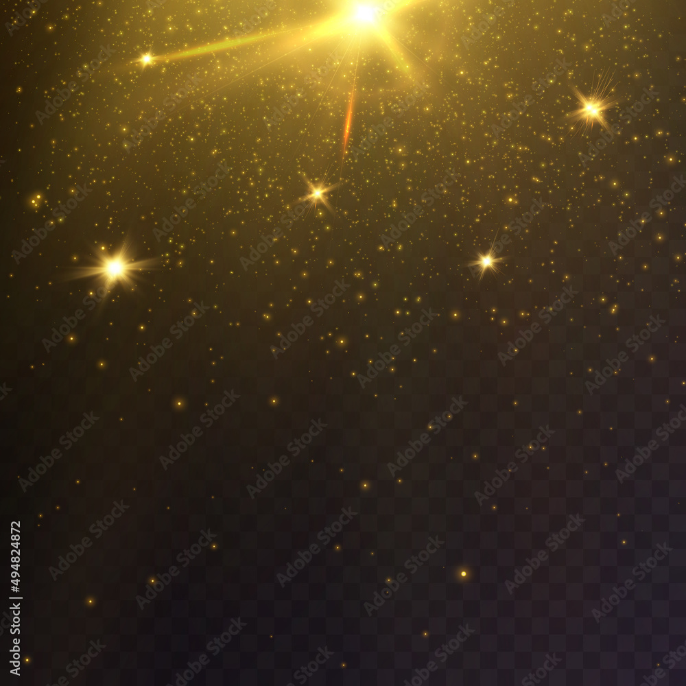 Poster vector transparent falling sunlight special lens, flare light effect. vector blur in a glow of light