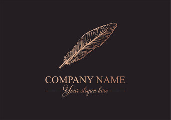 Feather logo vector template. Abstract design, elegant style. Brand for writer, yoga and other businesses.
