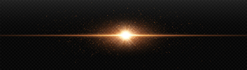 Yellow light explodes on a transparent background. Vector illustration for perfect glitter effect.