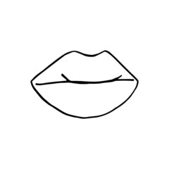 lips icon. mouth vector illustration hand drawn in doodle style. line art, nordic, scandinavian, minimalism, monochrome. sticker.