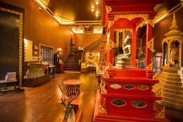 Fototapeta premium Wat Phra Kaew-Chiang Rai:25 September 2021,atmosphere inside the temple,there are old Buddha images and churches, tourists come from all over the world to see the beauty in the area of Mueang,thailand
