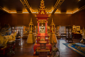 Wat Phra Kaew-Chiang Rai:25 September 2021,atmosphere inside the temple,there are old Buddha images and churches, tourists come from all over the world to see the beauty in the area of Mueang,thailand