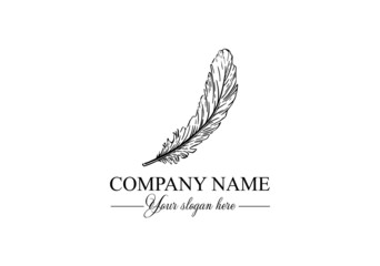 Feather logo vector template. Abstract design, elegant style. Brand for writer, yoga and other businesses.
