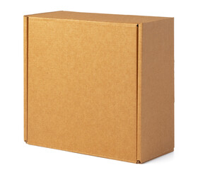 Brown cardboard box isolated on white background