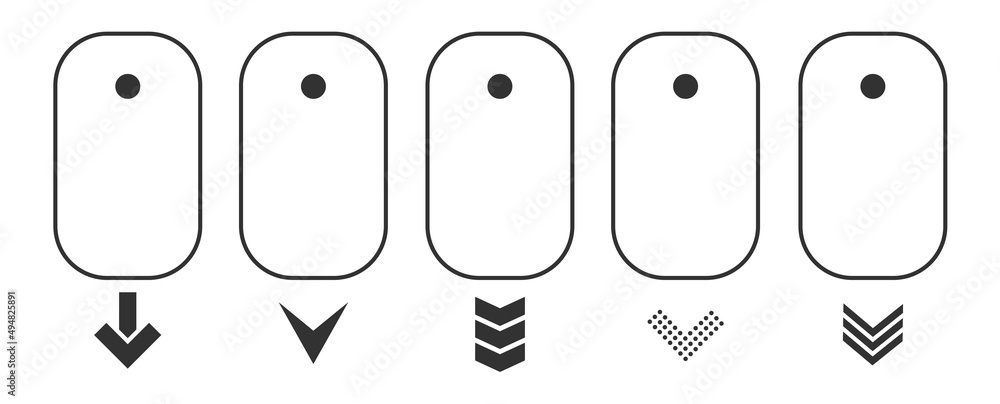 Poster modern linear pictogram of scroll down on the computer mouse. concept line icon scroll down.