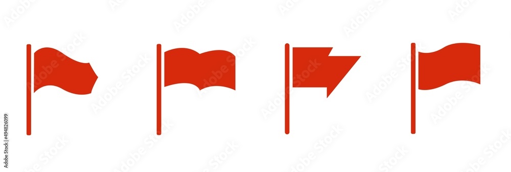 Poster red flag sicons set. set of vector flags. waving flag icons for banners, presentations