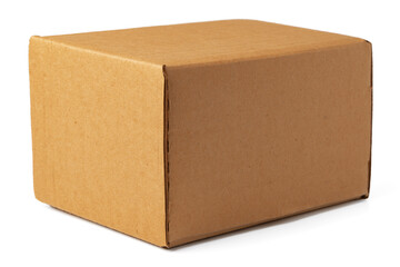 Brown cardboard box isolated on white background