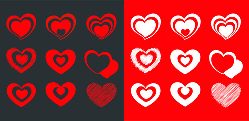 Various Vector Heart shape and icons
