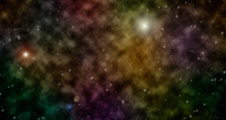 Big stars in colorful constellation. Abstract cosmic art design