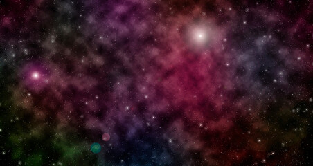 Fototapeta na wymiar Stars in colorful nebula. Abstract cosmic art design