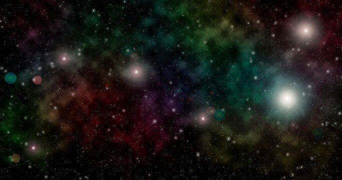 Colorful constellation in deep space. Art cosmic design © Александр Ковалёв