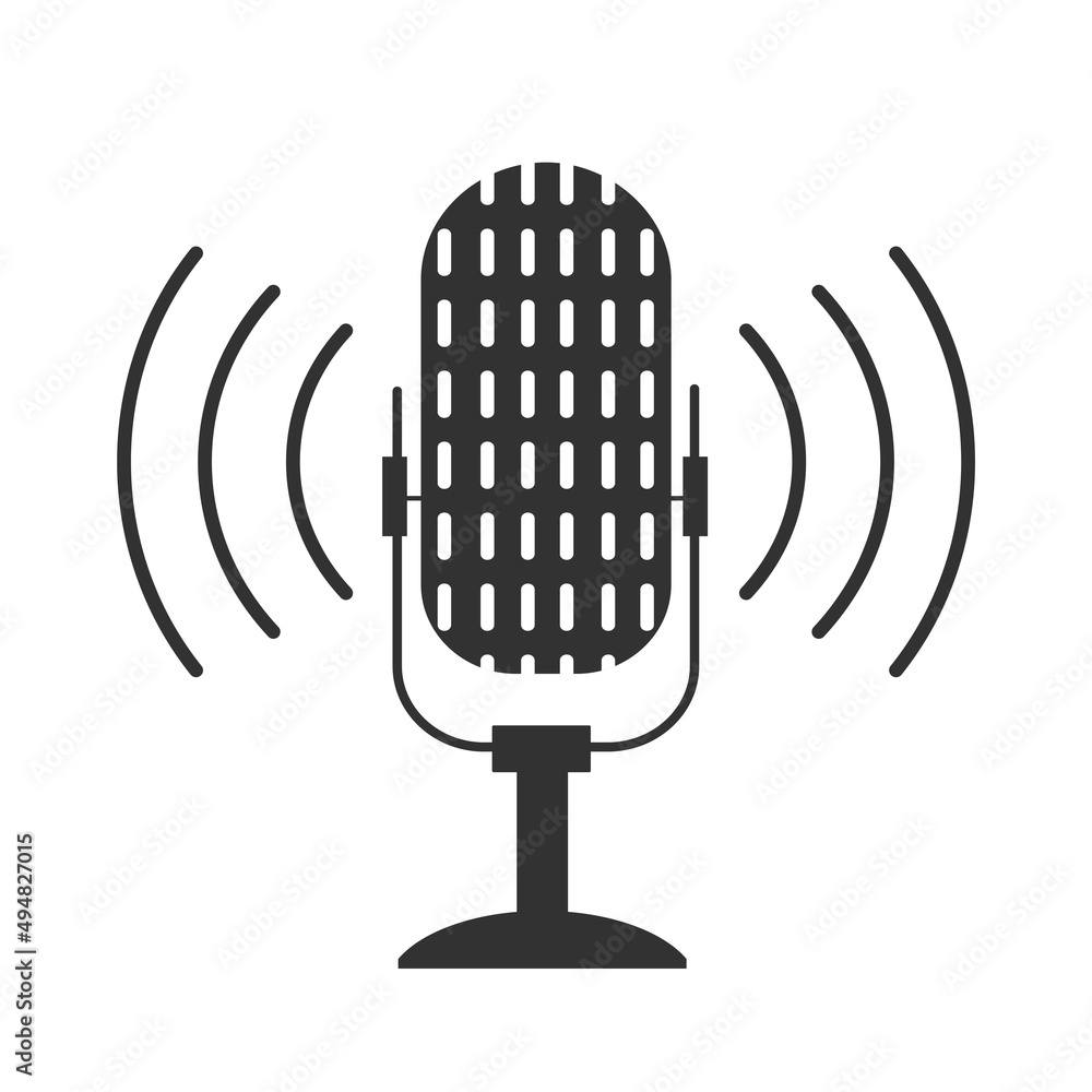 Poster microphone vector icon set isolated on white background. podcast icon vector. voice vector icon.