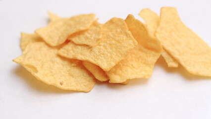 potato chips placed on a white background.