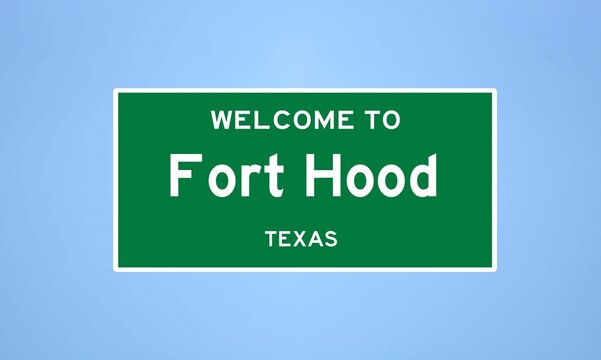 Fort Hood, Texas City Limit Sign. Town Sign From The USA.