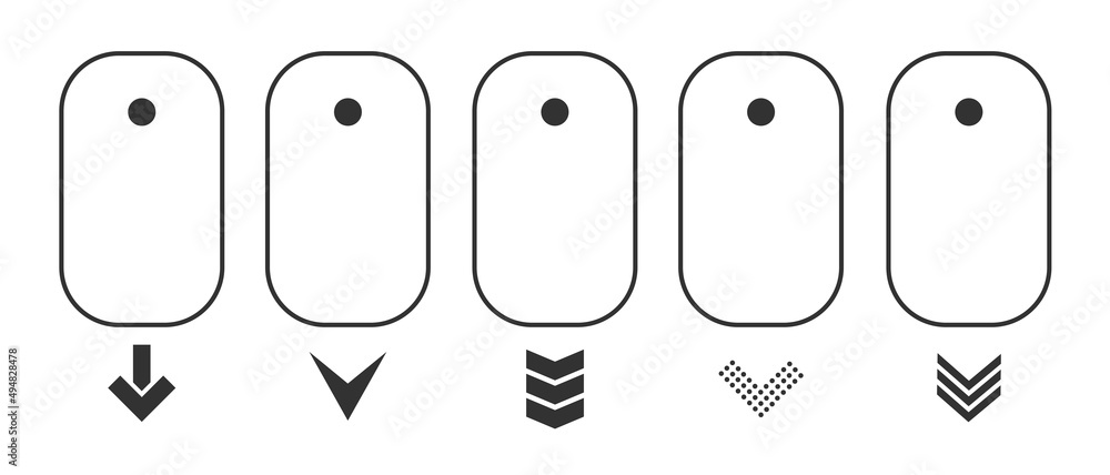 Poster modern linear pictogram of scroll down on the computer mouse. concept line icon scroll down.