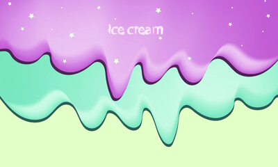 Obraz premium Double vanilla milk and strawberry ice cream melting on a creamy background. 