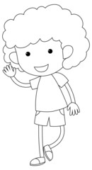 A boy black and white doodle character