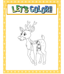 Worksheets template with let’s color!! text and raindeer outline