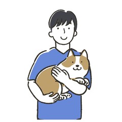 動物を抱く獣医師のイラスト