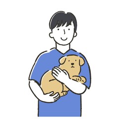 動物を抱く獣医師のイラスト