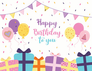 Happy birthday card with gift boxes