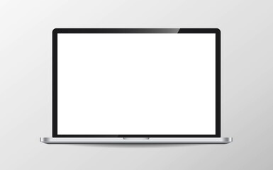 Modern laptop computer vector mockup isolated on white.