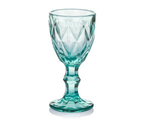 Empty colored glass, tumbler, shot glass for drinks isolated on white background. Ware for bar, restaurant, pub, cafe.
