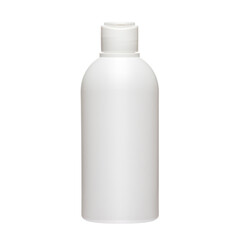 Cosmetic bottles with lid isolated on white background. Bottle with hand sanitizer. Antimicrobial liquid gel. Hand hygiene. Shampoo bottle. Medicine bottle. Liquid soap.
