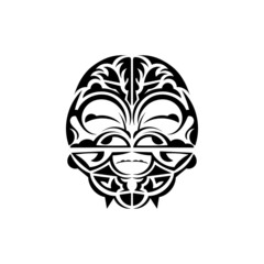 Viking faces in ornamental style. Hawaiian tribal patterns. Suitable for prints. Isolated. Vector.