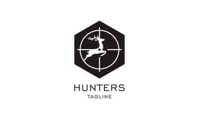 vector graphic illustration logo design for the Hunters with pictogram style