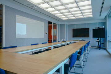 Interior of modern empty office building.Open ceiling design.