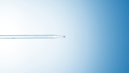 Macro shot of chemical dropper positioned horizontally against blue background | Abstract body care...