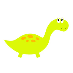 Dinosaur icon. Dino baby character. Cute cartoon funny kawaii animal. Colorful sticker. Flat design. Green and orange color. White background. Isolated.