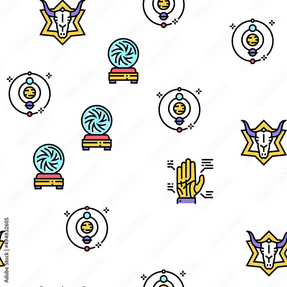 Aufkleber astrological objects vector seamless pattern thin line illustration