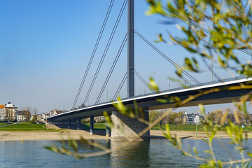 Düsseldorf, Brücke, Rhein, Rheinbrücke, Rheinpromenade
